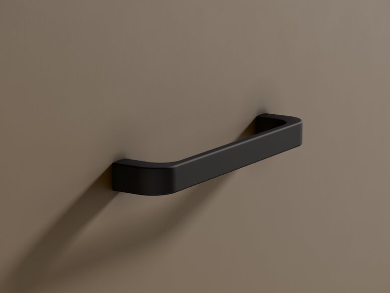 HEWI System 800 Support Rail Black powder-coated support rail on a beige wall
