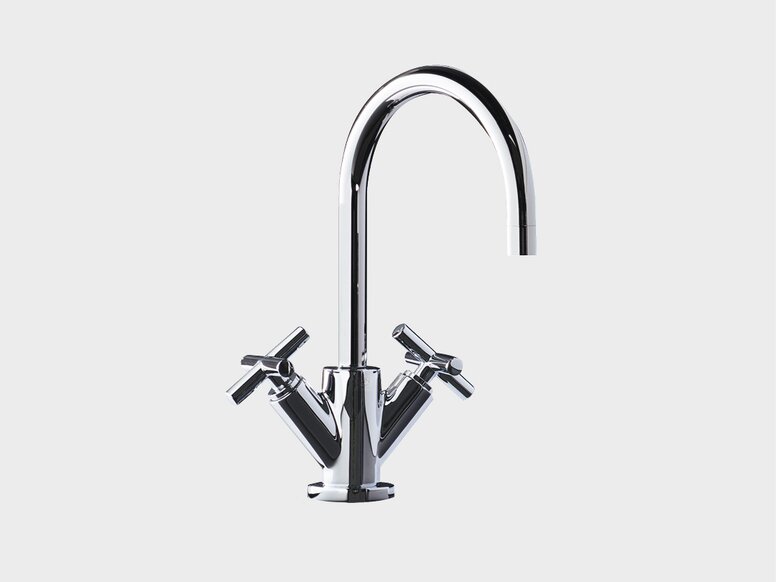 Design Original Dornbracht Chromowana bateria z dwoma uchwytami krzyżowymi