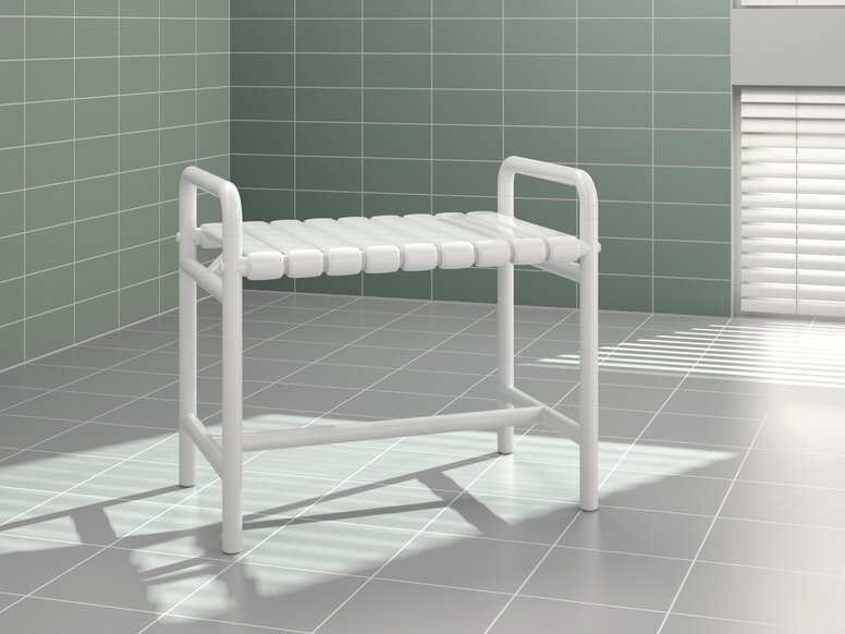 HEWI Adiposity bench seat Signal white Adiposity bench in the color signal white made of polyamide