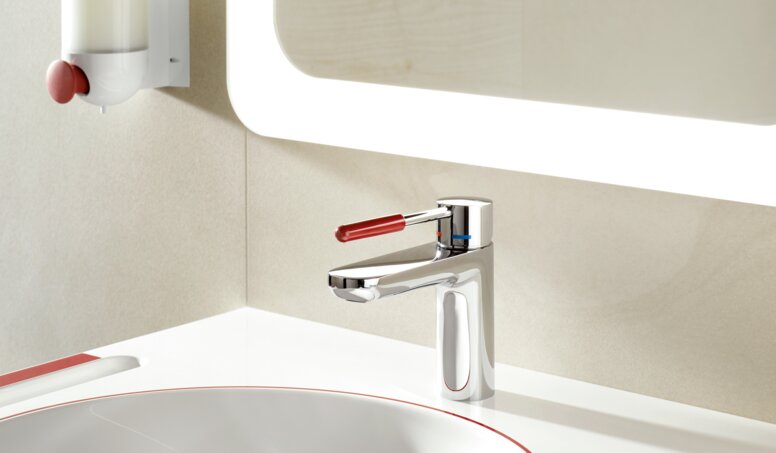 HEWI System 800K dementia washbasin and fitting Washbasin and tap for dementia patients